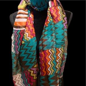 Abstract Zigzag Colorful Oblong Scarf